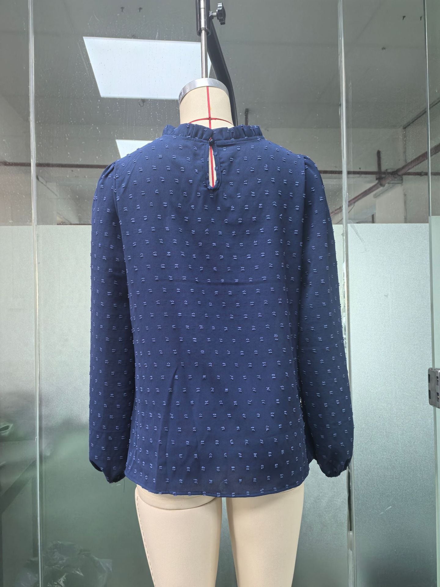 Autumn Winter Women T shirt Cut Floral Woven Fabric Elegant Top