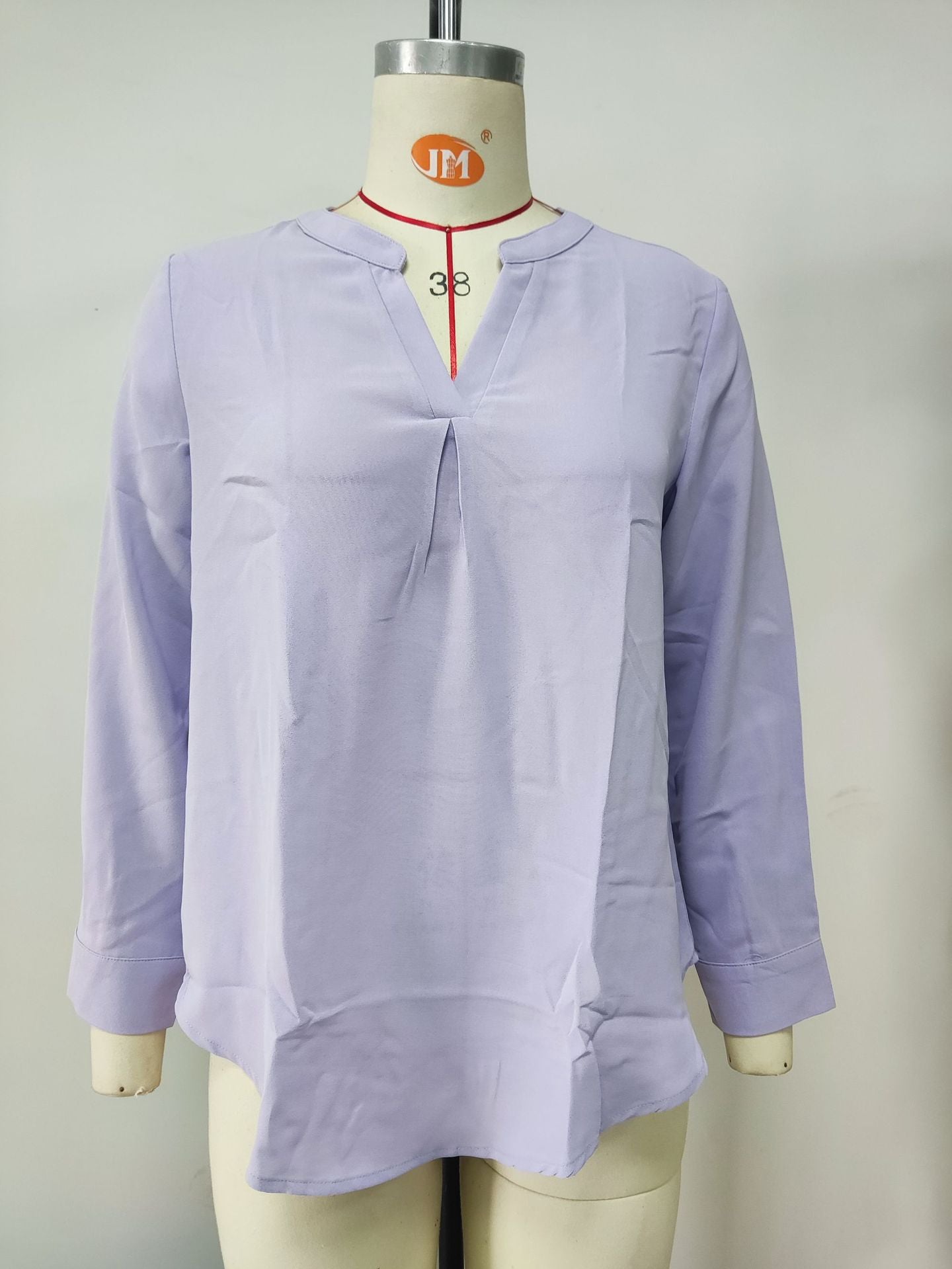 Women Clothing Autumn Winter Solid Color Chiffon Shirt Loose V neck Pullover Long Sleeve Top Shirt