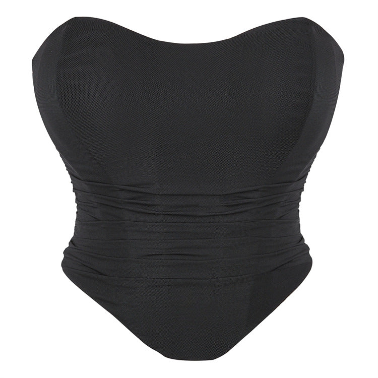 Black Breathable Mesh Elastic Tube Top Chest Support Sexy Top Supply Breathable