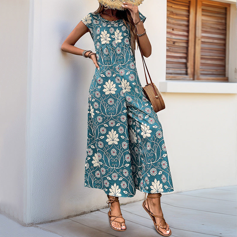 Summer Jumpsuit Printed Wide Leg Jumpsuit