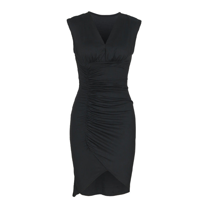 Summer Women Sleeveless Black Slim Dress