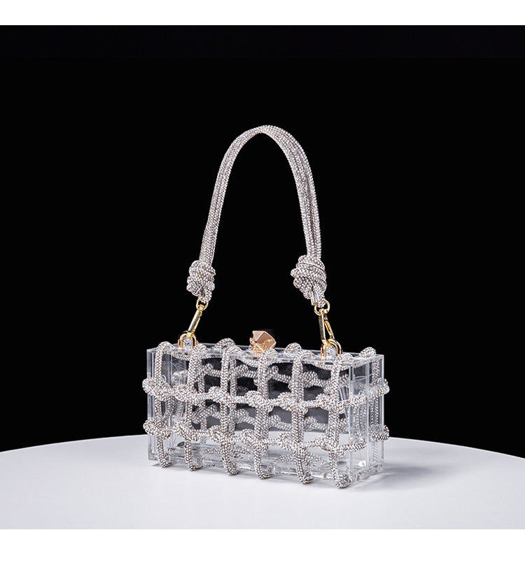 Spring Summer Alec Transparent Storage Box Handcraft Braiding Rope Small Square Bag Underarm Handbags