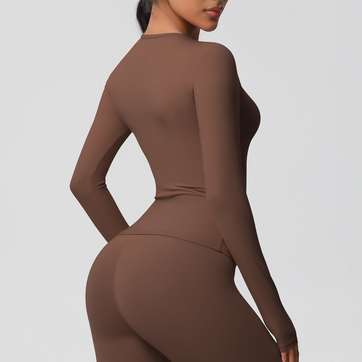 Nude Feel Brushed Slimming Tight High-Strength Running Pilates Daily Workout Clothes Yoga Long Sleeve Women