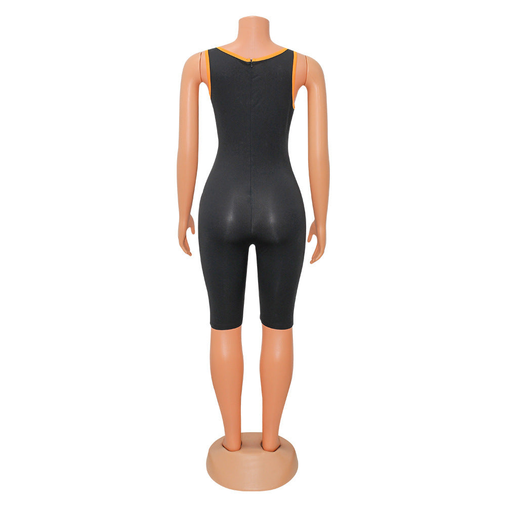Summer Women Clothing Sexy Tight Color Matching Sleeveless for Women Romper