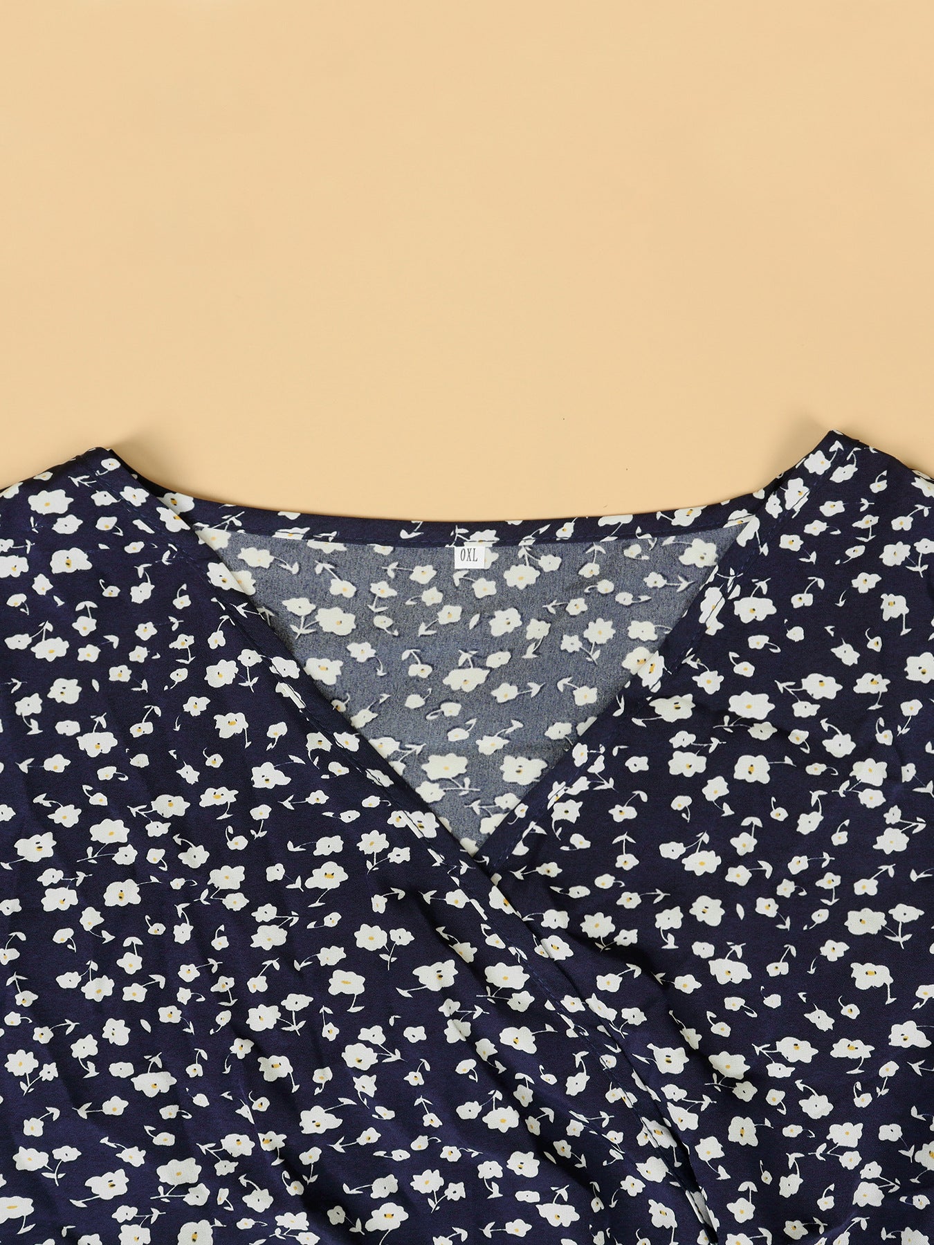 Plus Size Women Sundress Summer Floral Short Sleeve Wrap V neck A line Dress