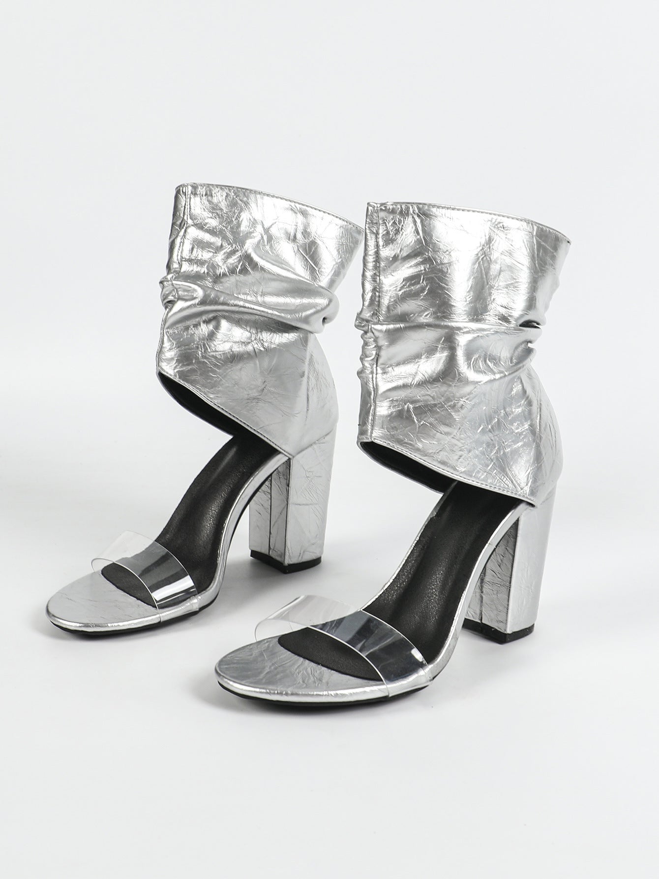 9. 5cm Mid Calf Shoes Women Sexy Peep Toe Sandals Super High Heel Cool Party High Heels