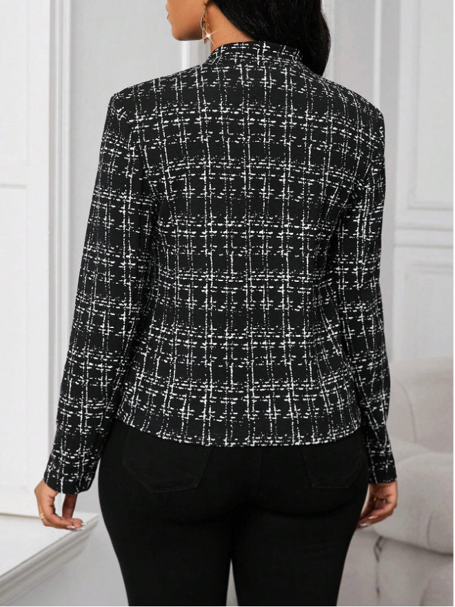 Plaid Slim Fit Small Business Blazer Fashionable All Match Long Sleeve Women