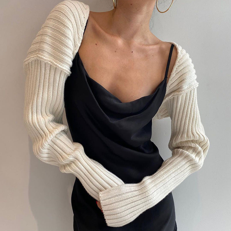Autumn Woolen Top Sexy All-Matching Ultra Short Long Sleeve Sweater Coat