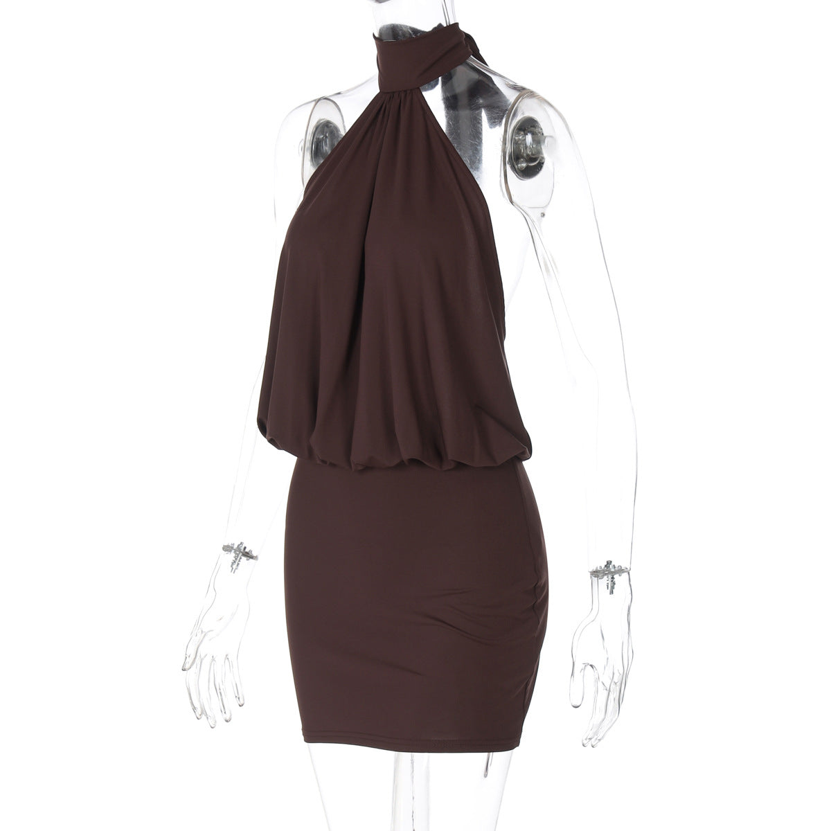 Women Clothing Summer Sleeveless Halter Bandage Sexy Backless Skinny Sheath Dress