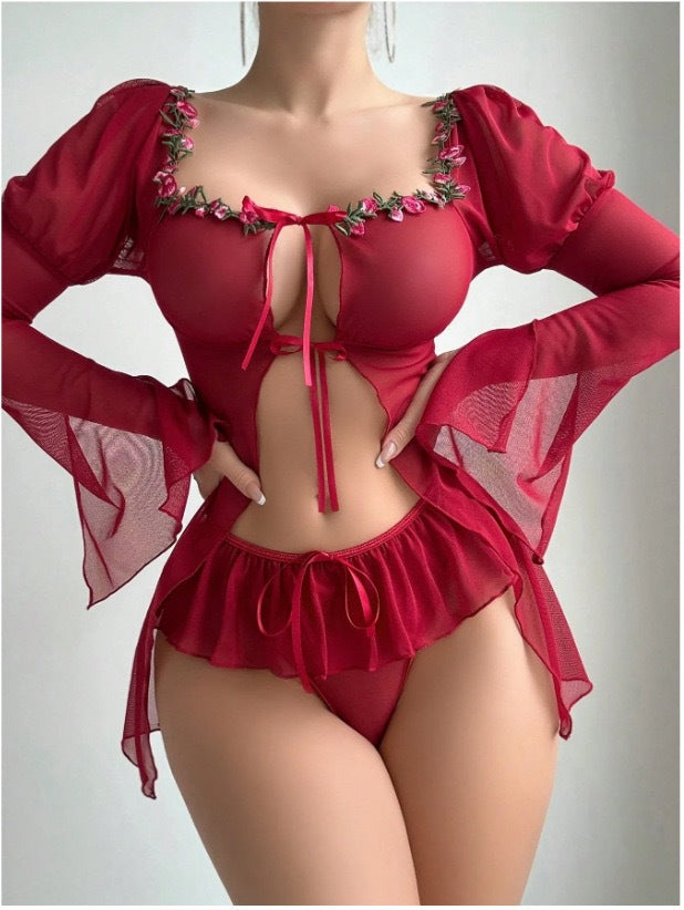 Sexy Lingerie Big Red Split Bikini Sexy Skirt Vacation Swimsuit
