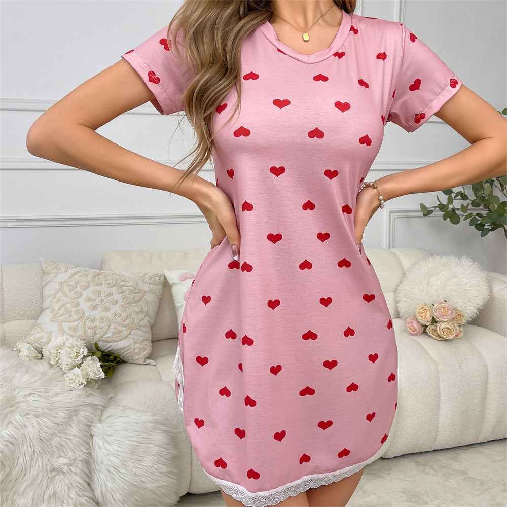 Nightdress Women Summer Short Sleeved Sexy Women Pajamas Home Wear