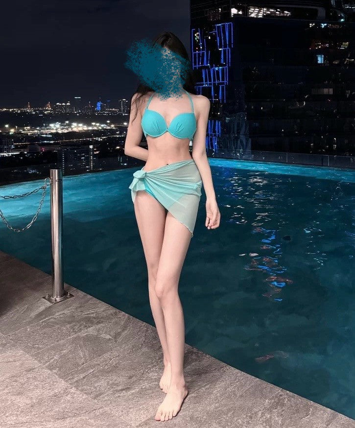 Spring Vacation Beach Bikini Swimsuit Women Steel Bracket Gathered Sexy Three Point Swimsuit Three Piece Sets