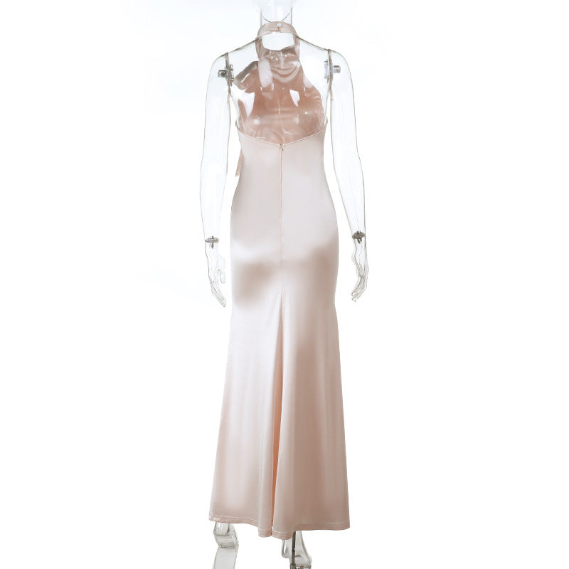 Sexy Backless Fishtail Evening Dress Autumn Elegant Halter Dress