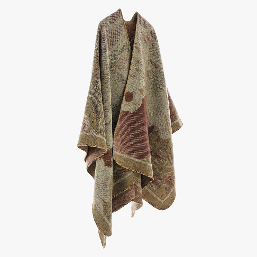 Products Women Shawl Scarf Minority Thickened Koi Pattern Cloak Travel Photography Outerwear