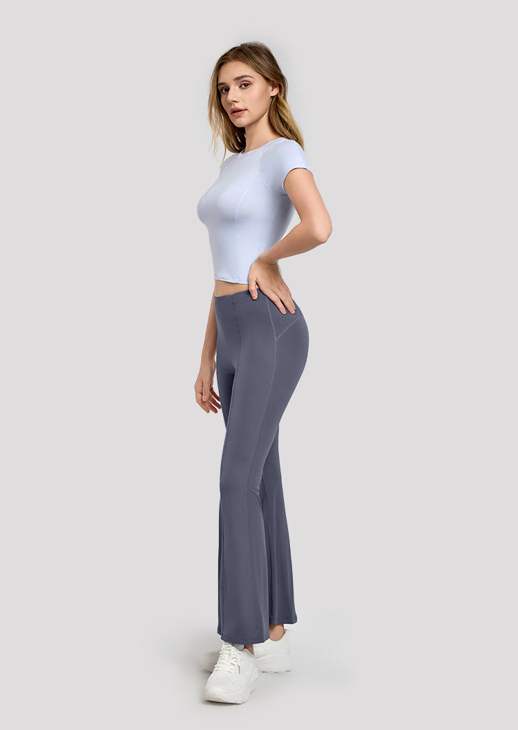 Short Workout Top Women Waist Slimming Sports Short Sleeved T shirt Casual All Matching Breathable Yoga Clothes Outer Wear