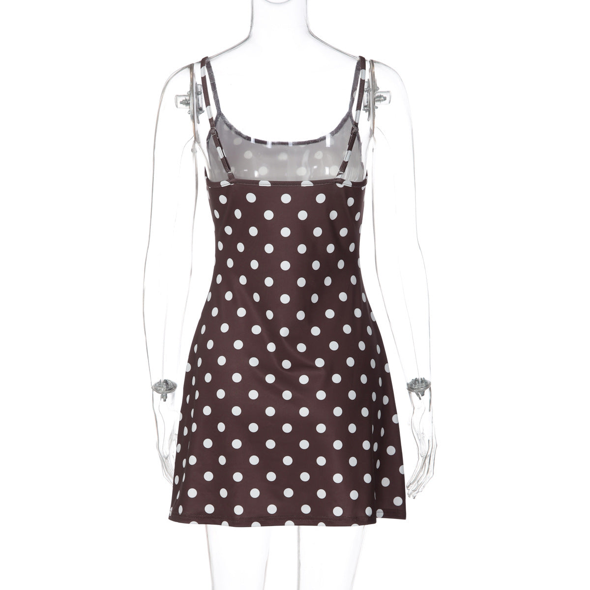 French Women Clothing Winter Printed Polka Dot Slim Fit Slimming Sheath Strap Dress for Women