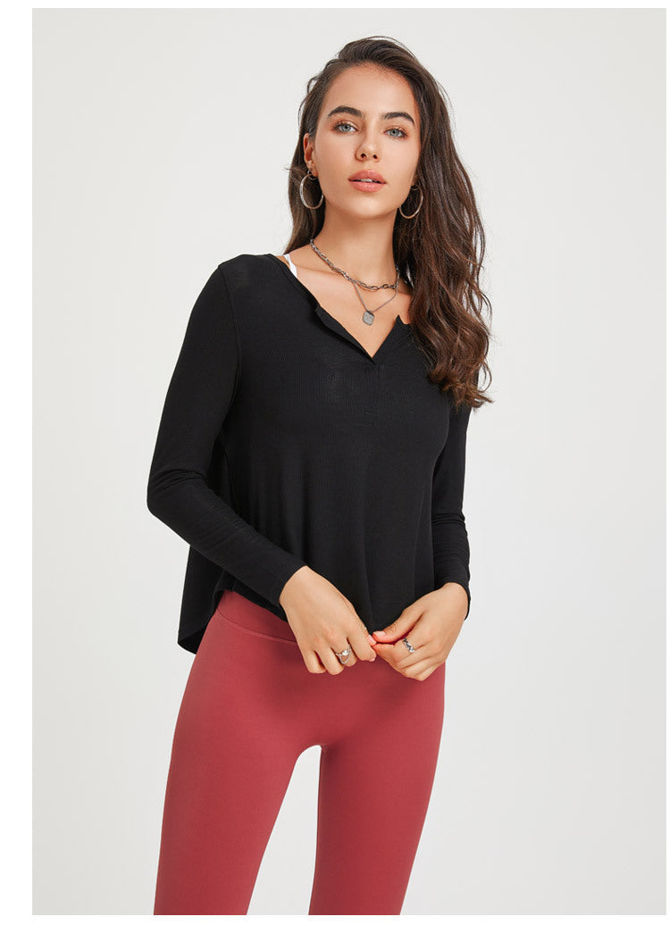 Loose Fitness Yoga Long Sleeve T shirt Quick Drying Blouse Autumn Thread Sports Workout Clothes Top Women