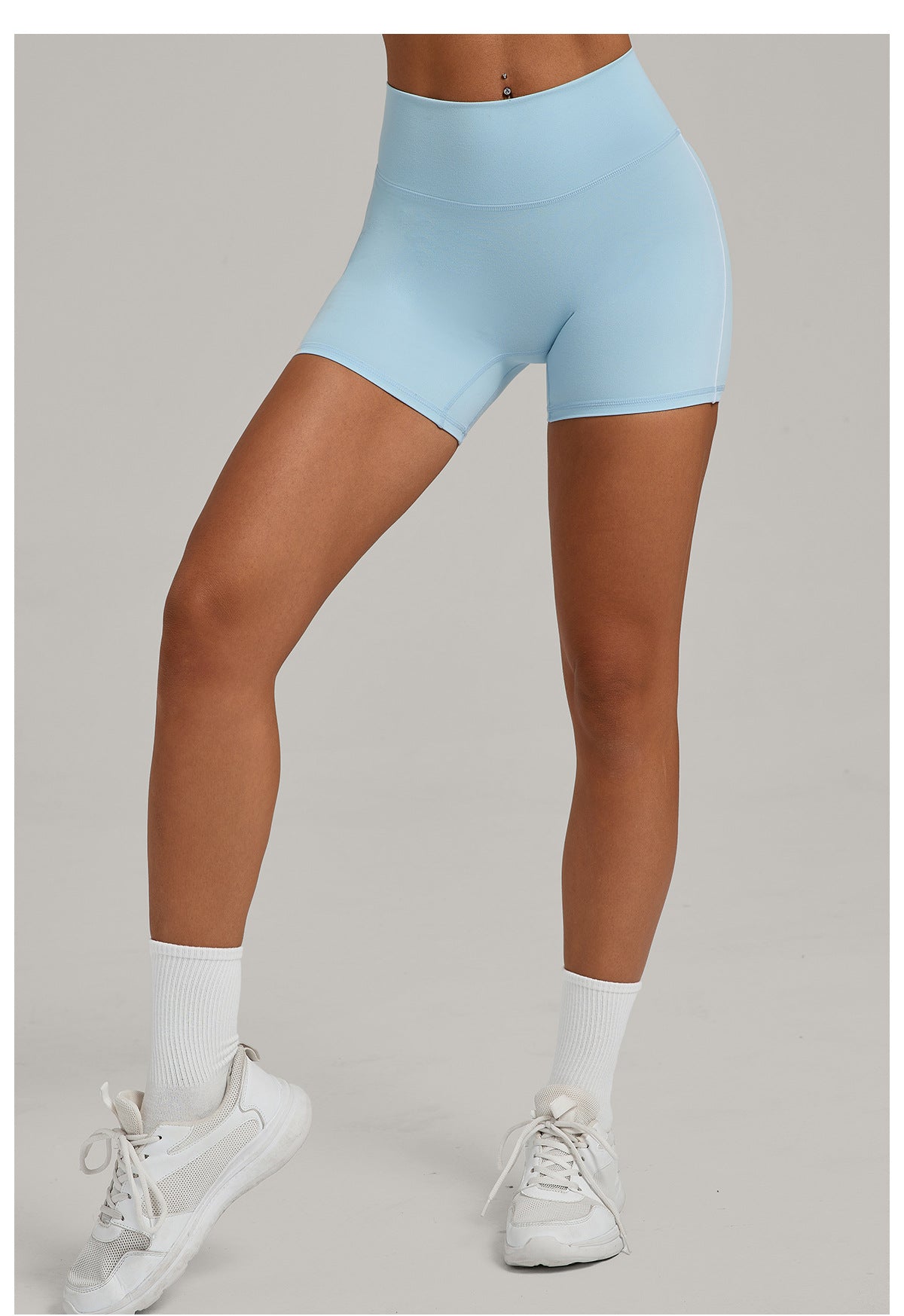 Color Contrast Patchwork Tight Yoga Shorts Women High Waist Belly Contracting Fitness Pants Hip Lifting Running Exercise Shorts