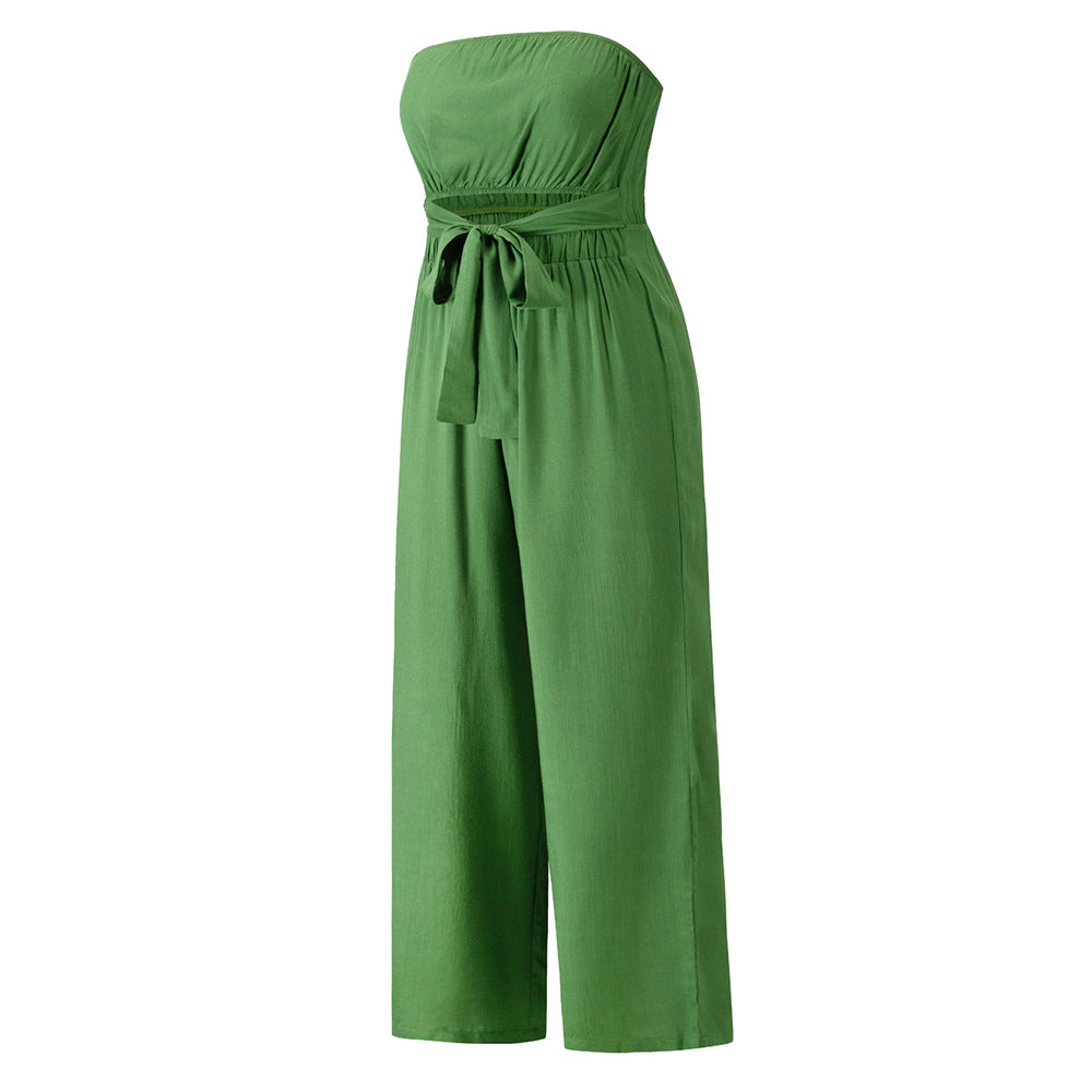Casual Fashion Set Sexy Backless Slim Fit Jumpsuit Straight Leg Trousers Set Spring Summer New