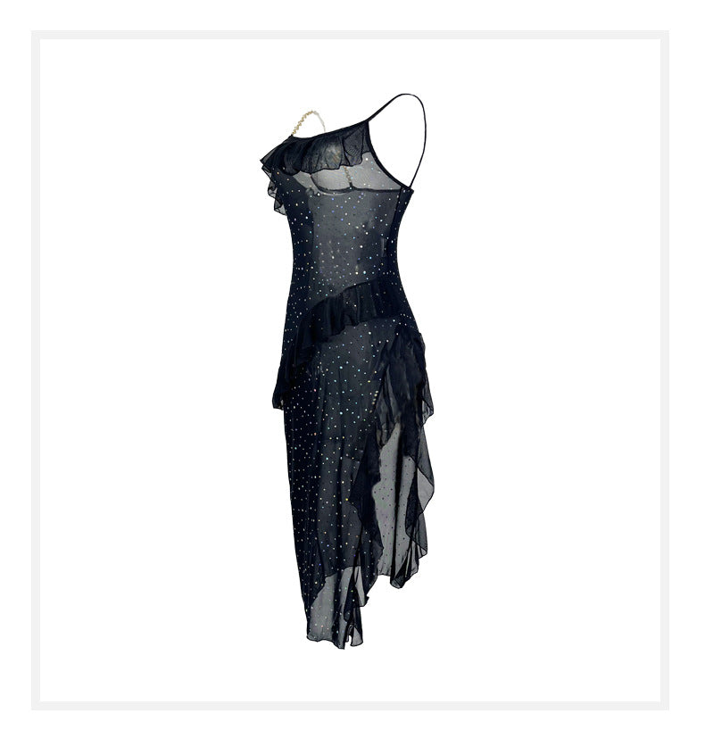 Supply Thin Mesh Cinched Strap Dress Sexy See through Private Room Seductive Nightdress