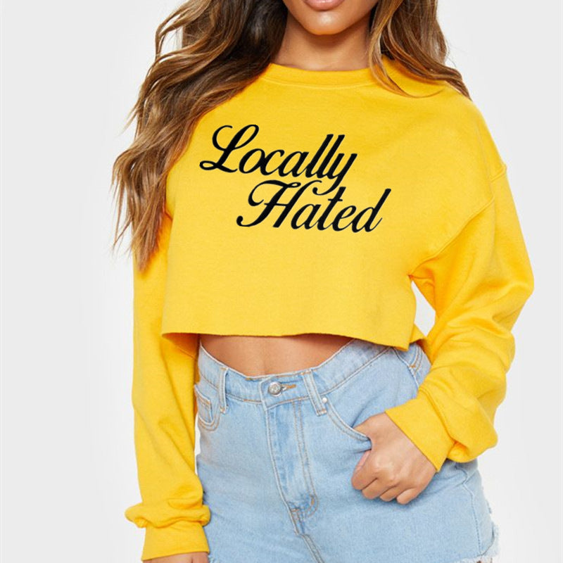 Locally Hated Street Hipster Sexy Women Top Short Long Sleeve Sweatshirt