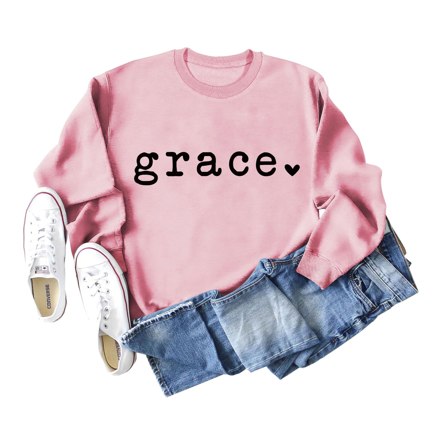 Pink Sweatshirt Black Font