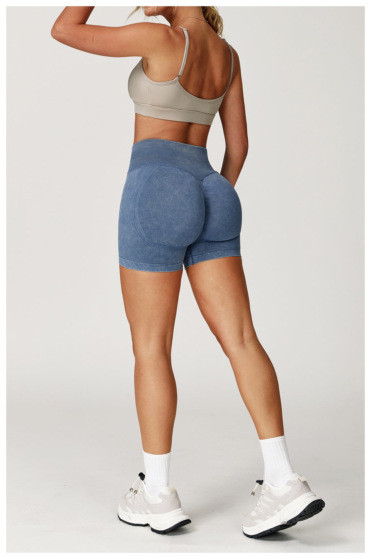 Seamless Stone Washed Yoga Shorts High Waist Hip Lift Shorts Skinny Running Sports Fitness Yoga Pants Women