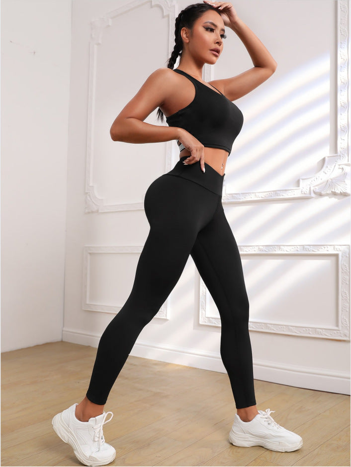 Knitted Yoga Pants Quick Drying Breathable Cooldry High Waist Slim Fit Peach Hip Fitness Sports Ninth Pants