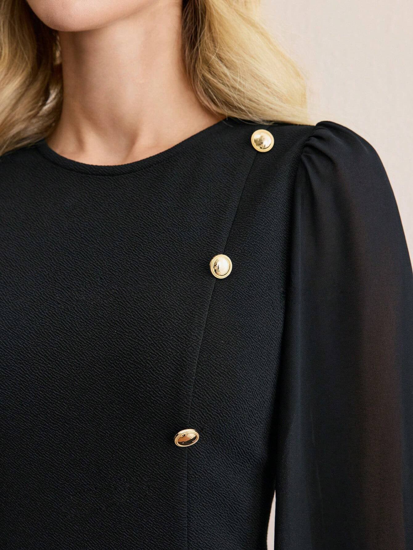 Early Spring Women Slim Fit Slimming Solid Color Clinch Stitching Long Sleeve Dress