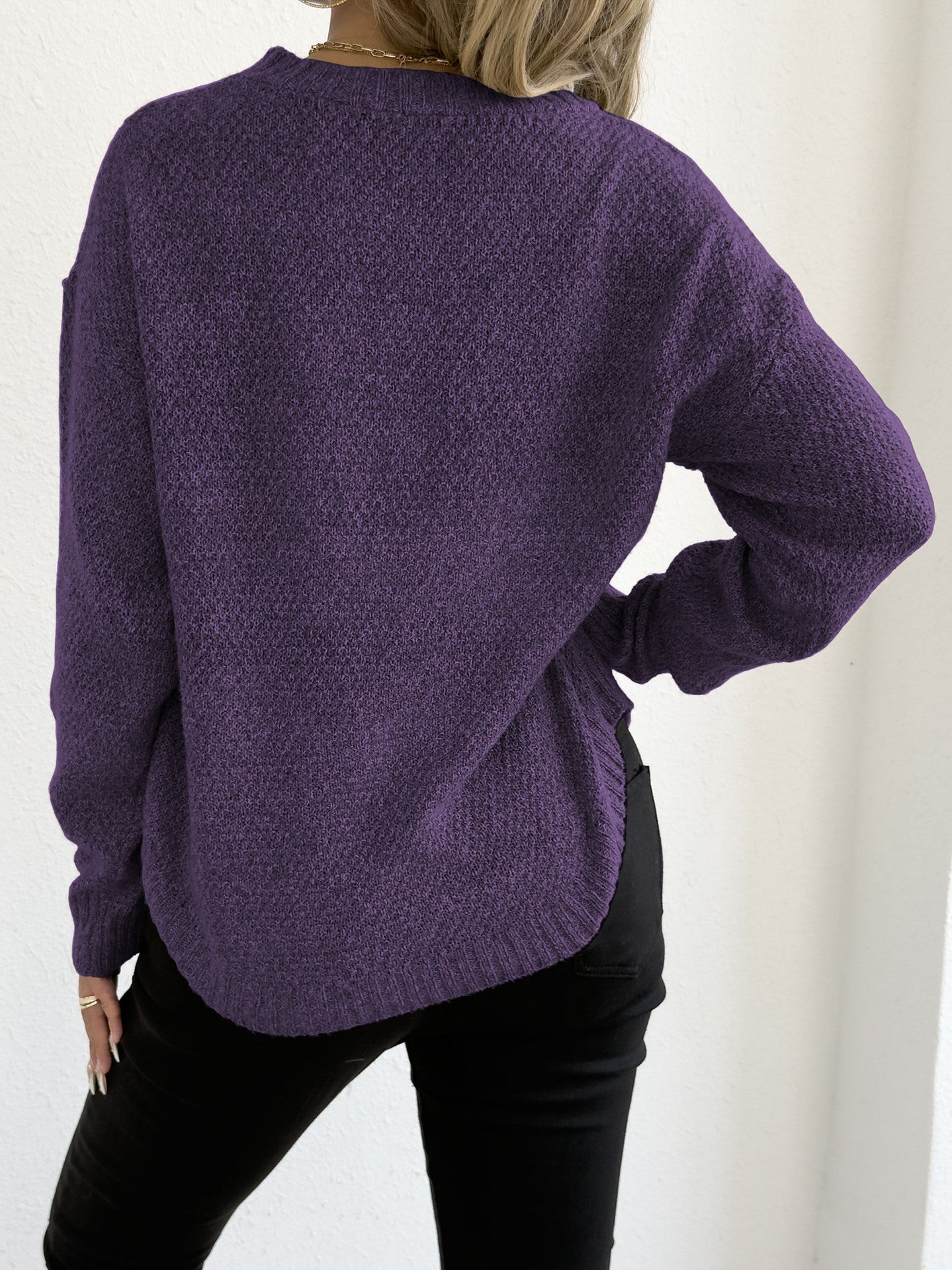 Women Autumn Winter Pullover Top Women Clothing Velvet Woven Sweater Casual Bottoming Shirt round Neck Sweater