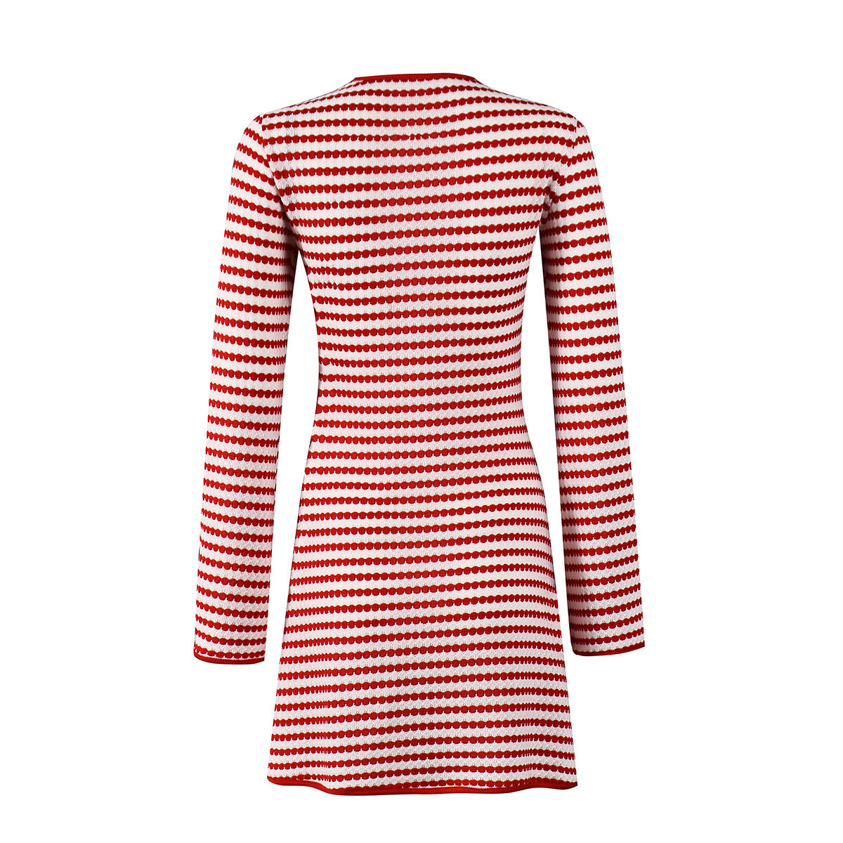Women Clothing Sexy Autumn Popular Slim Fit round Neck Long Sleeves Striped Dress Women