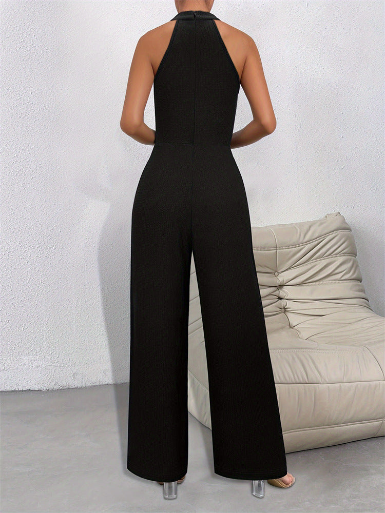 Women Clothing Jumpsuit Women One Piece High Waist Solid Color Elegant Halter Sleeveless Jumpsuit Goddess