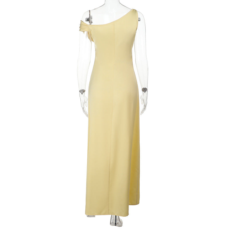 Dress Elegant Sexy Solid Color Suspender Satin Vacation Long Summer