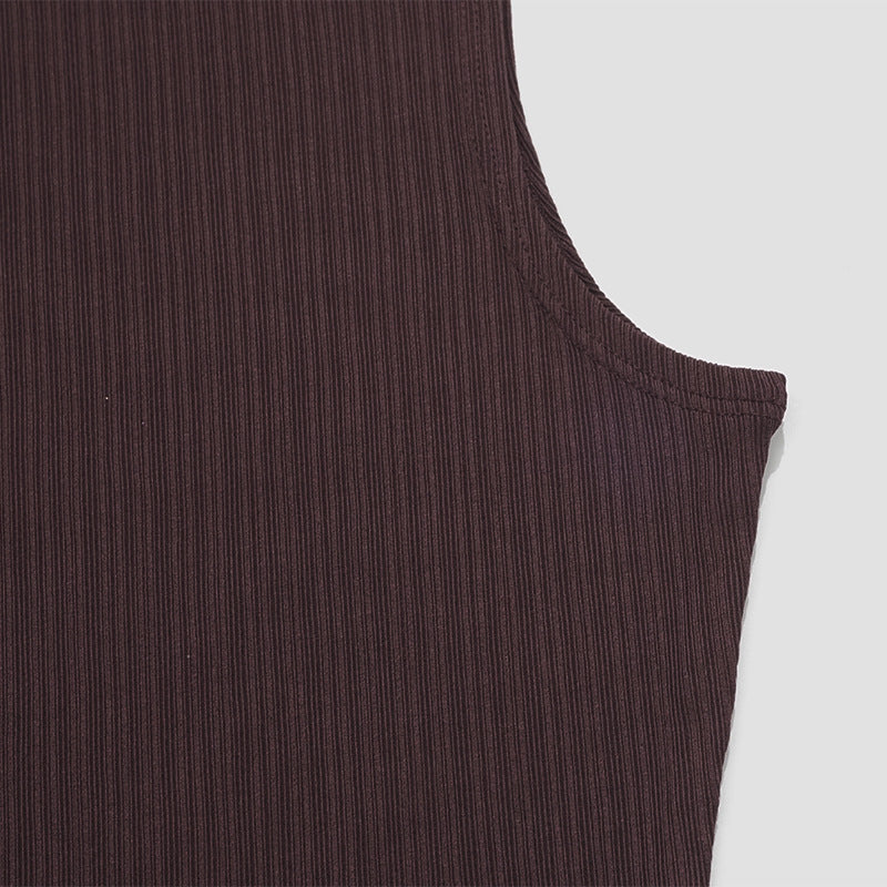 Summer Solid Color round Neck Unrepaired Irregular Asymmetric Top High Waist Dress Slim Fit Two Piece Sets