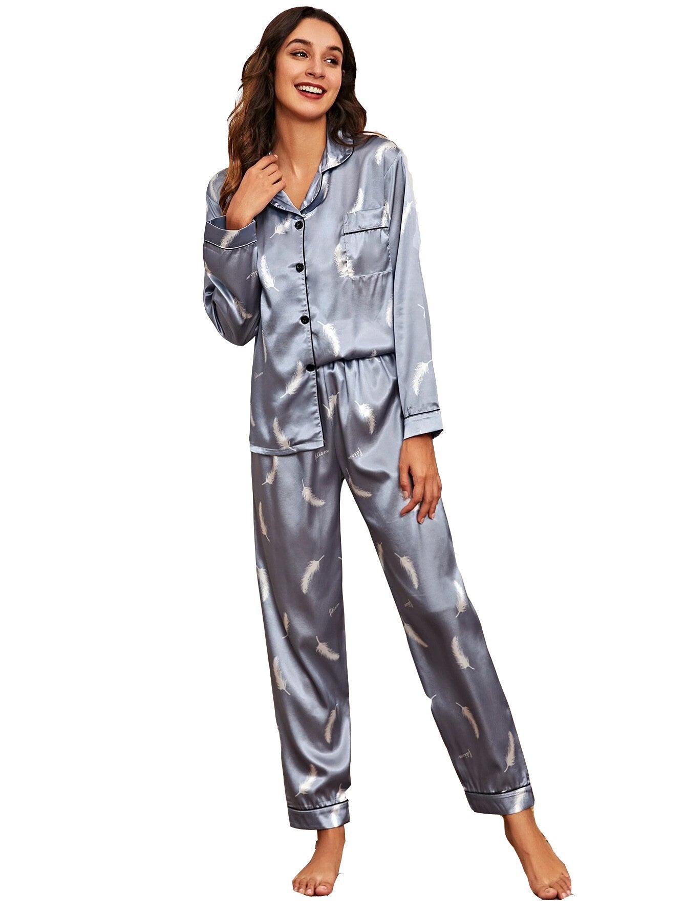 Home Wear Suit Pajamas Women Cardigan Long Sleeve Long Sleeve Autumn