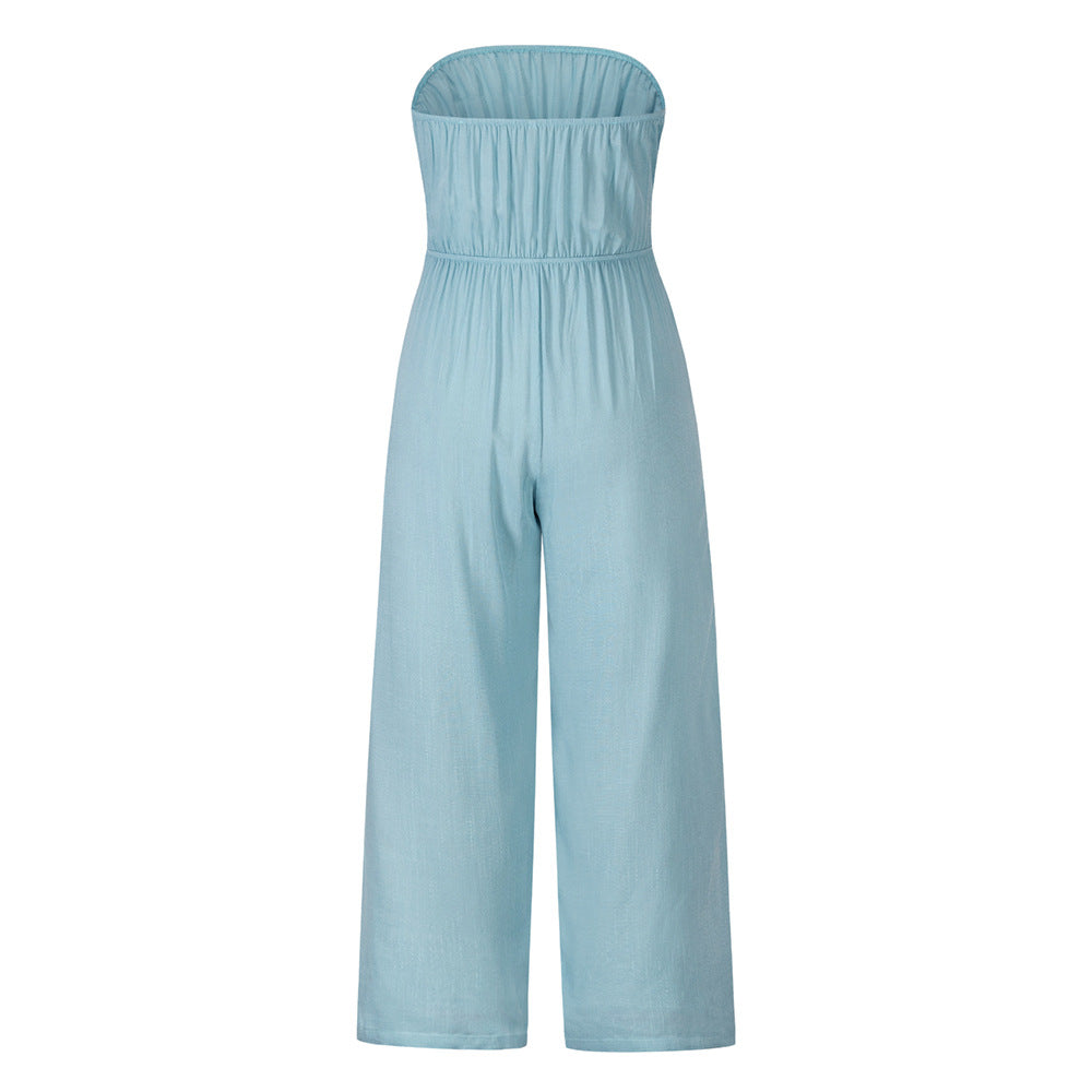 Casual Fashion Set Sexy Backless Slim Fit Jumpsuit Straight Leg Trousers Set Spring Summer New