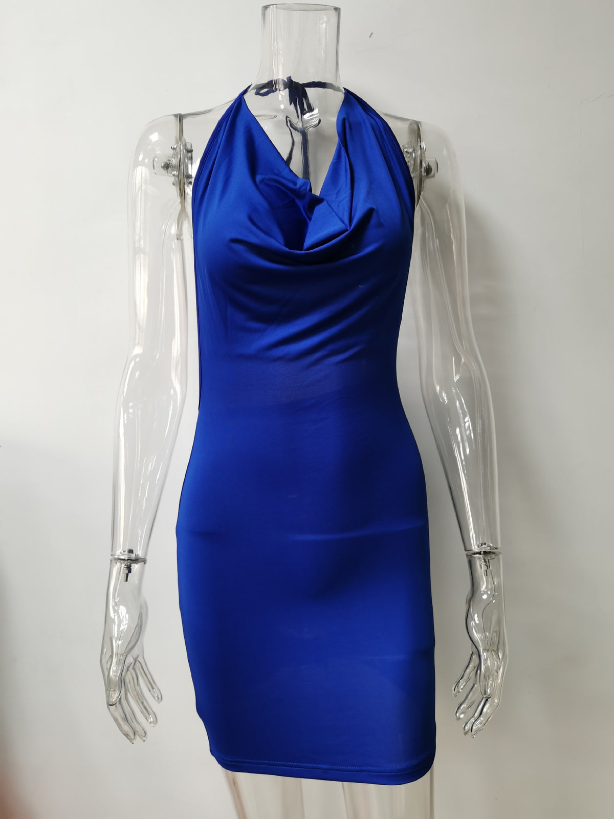 Women Clothing Spring Summer Fashionable With Side Slit Bow Backless Halter Short Dress Women