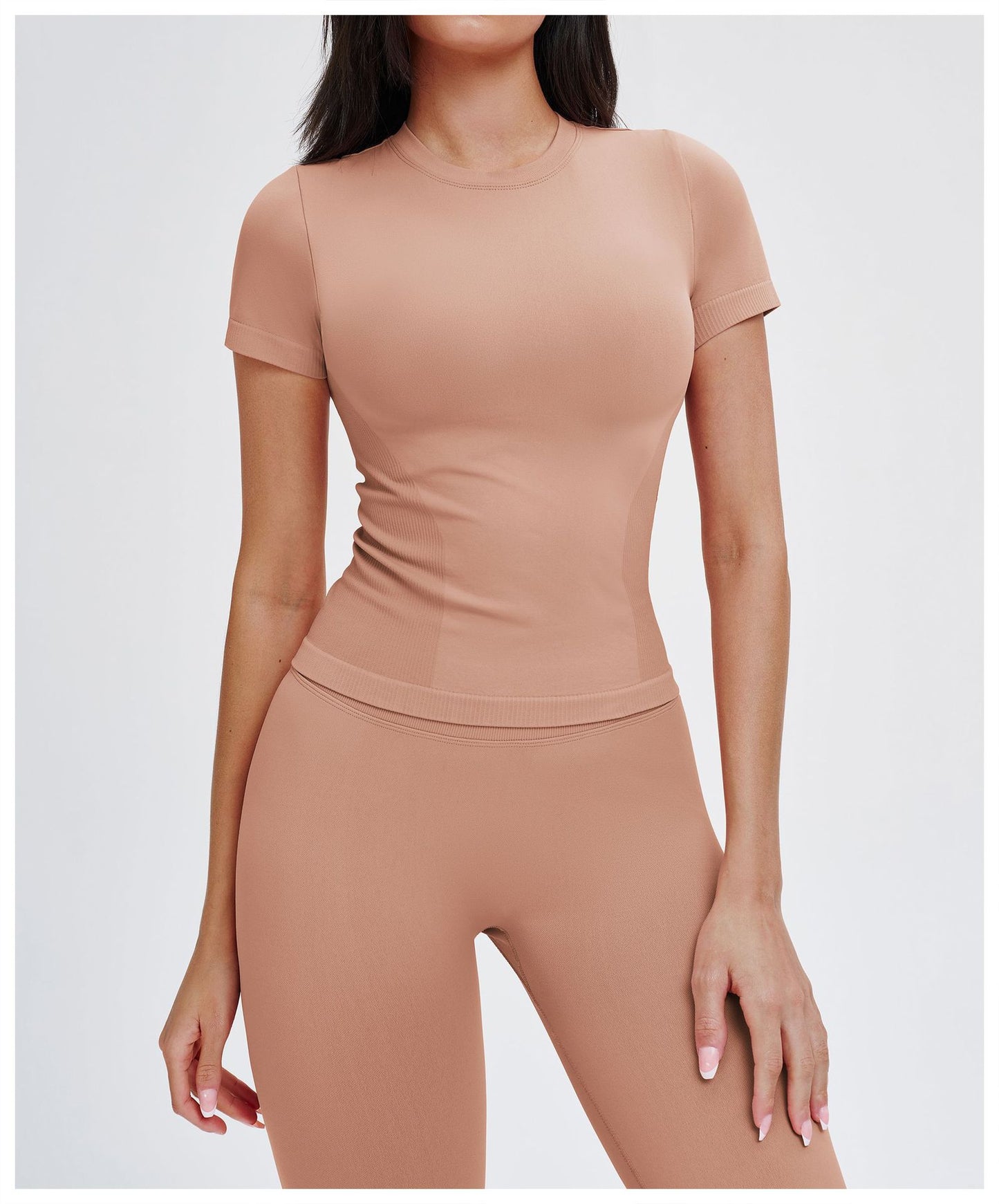 Seamless Yoga Short Sleeve round Neck Comfortable Sports Tight Yoga T shirt Outdoor Running Top