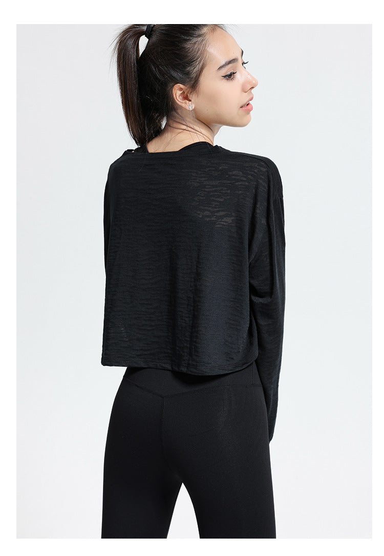 Sports Top Women Autumn Long Sleeve Loose T-shirt Running Yoga Clothes Workout Clothes Quick Drying Clothes Blouse