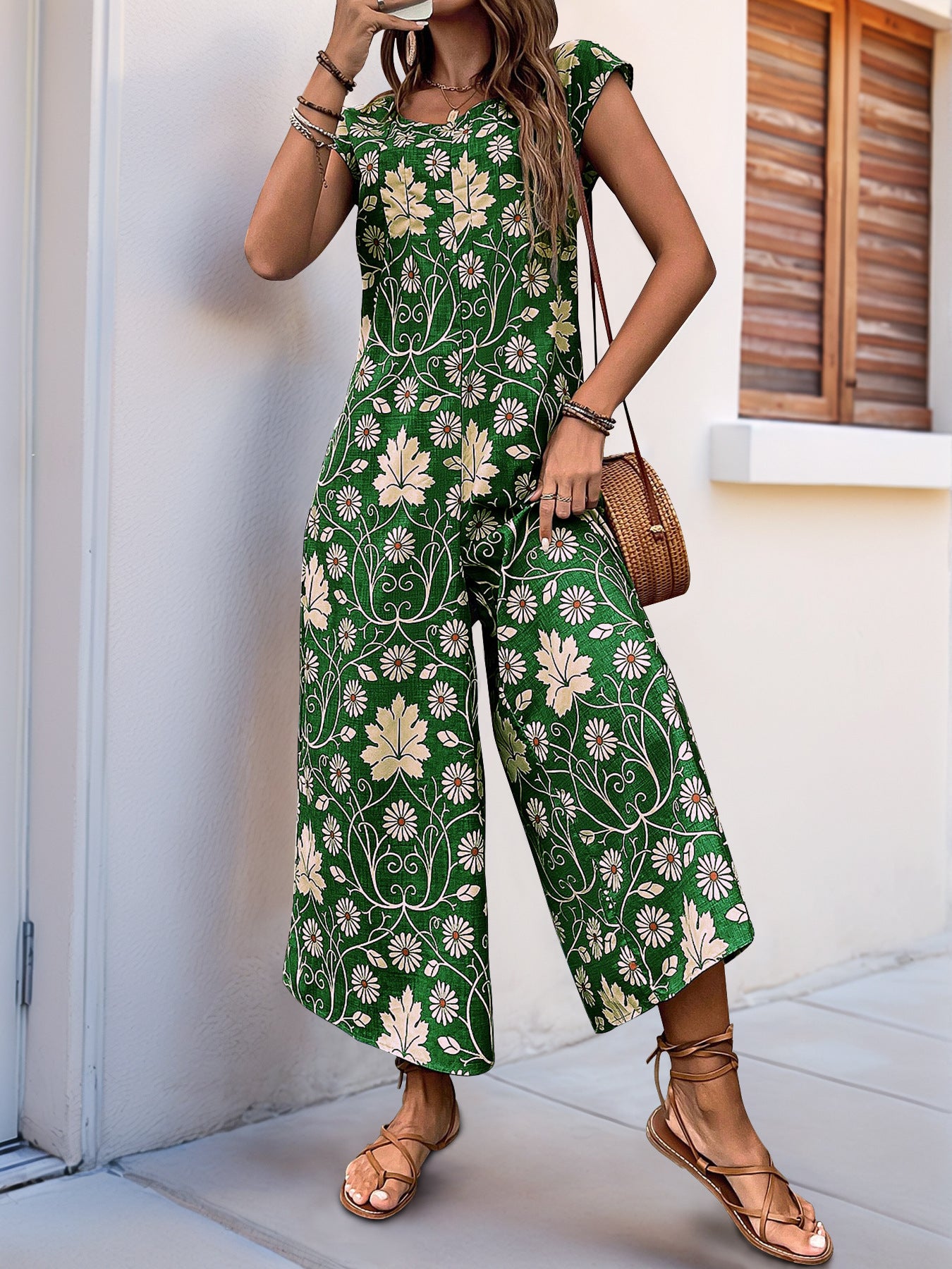 Summer Jumpsuit Printed Wide Leg Jumpsuit