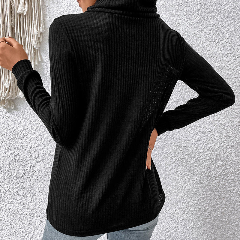 Casual Tops Long Sleeve Irregular Asymmetric Black Sweater