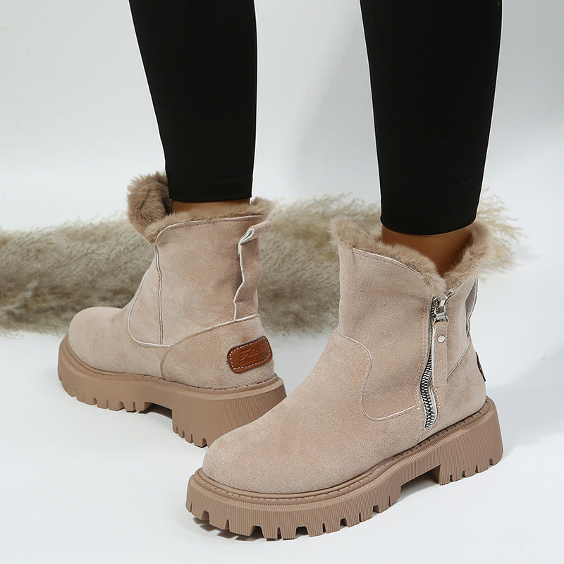 Mid Calf plus Velvet Platform Cotton Padded Boots Women Arrival Thickened Warm Snow Boots