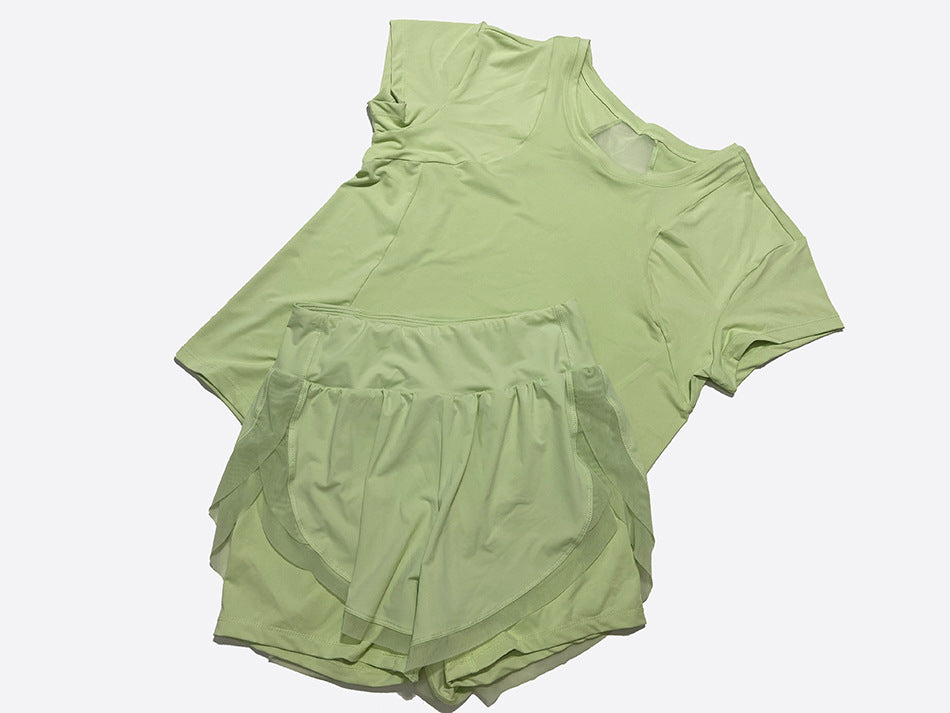 Workout Clothes Women Loose Summer Gym Short Sleeve Shorts Running Sports Quick Drying Top Yoga Suit