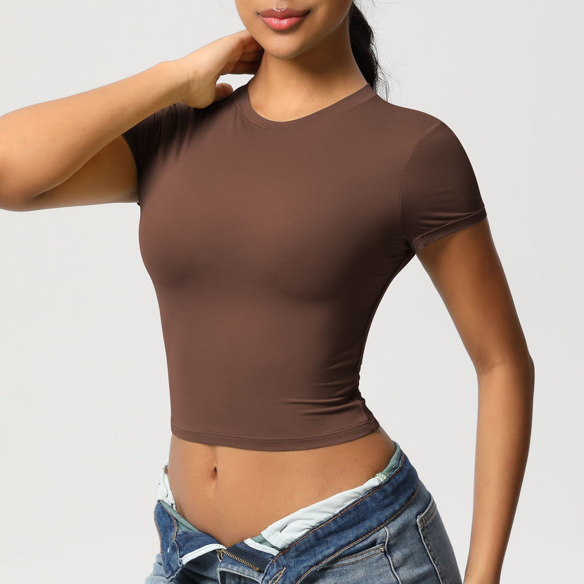 Casual Tight Quick Drying Workout Top Yoga Clothes Running Pilates Sports T shirt Short Sleeve