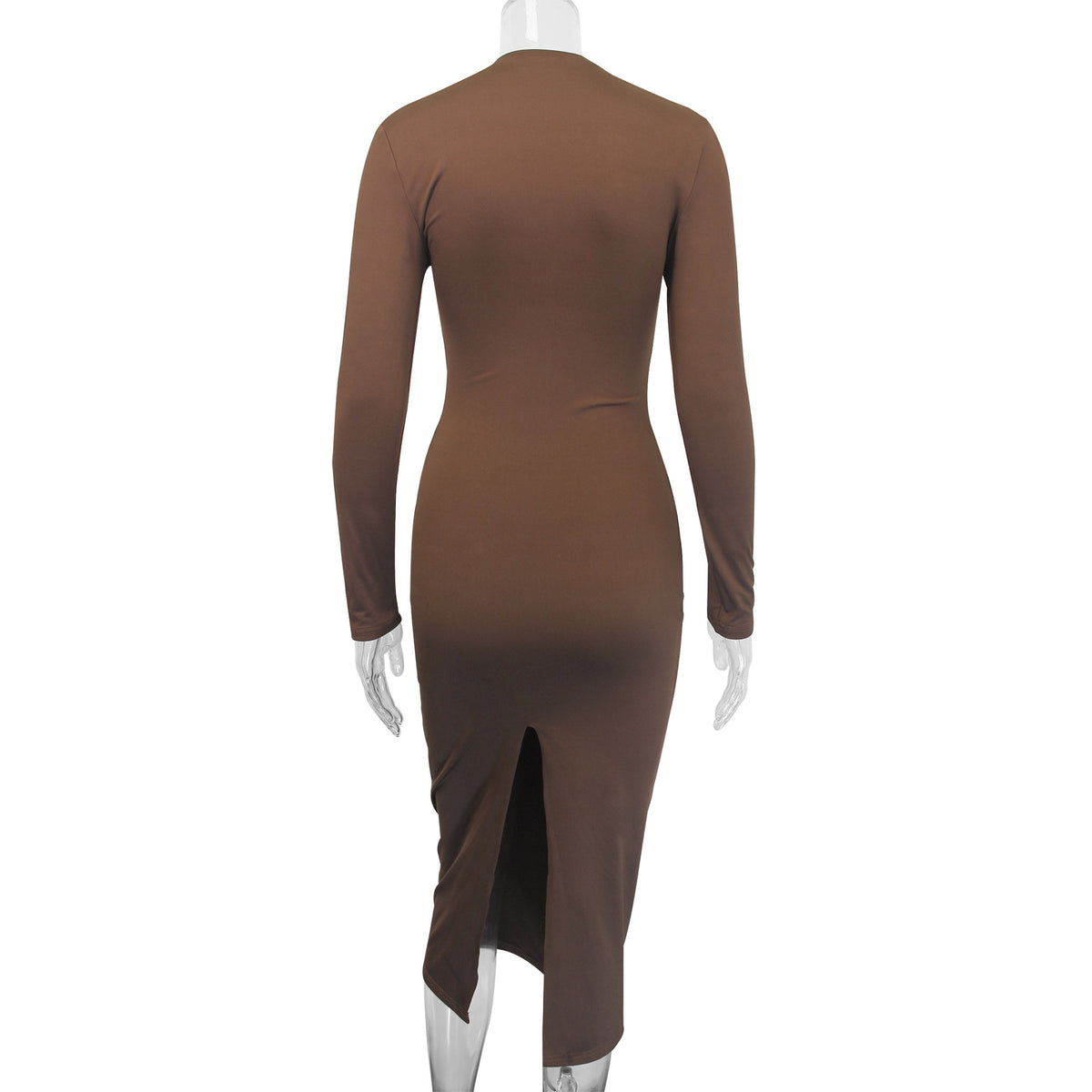 Autumn Winter Women Clothing round Neck Long Sleeved Dress Sexy Hip Bag Slim Fit Maxi Dress