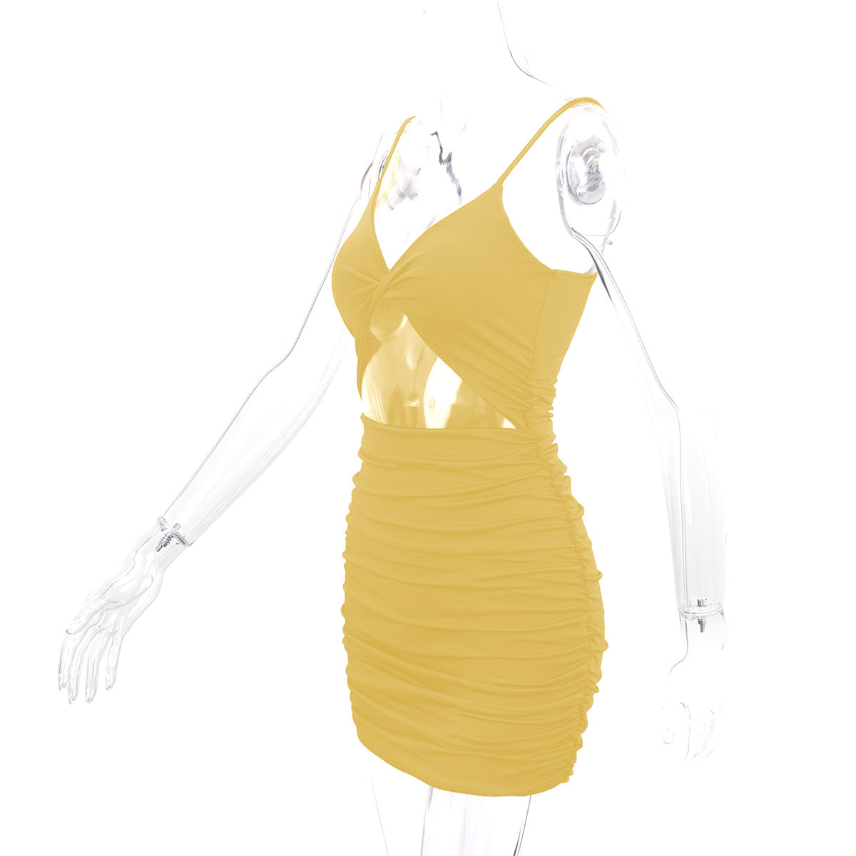 Women Clothing Strap Cross Pleated Sexy Dress