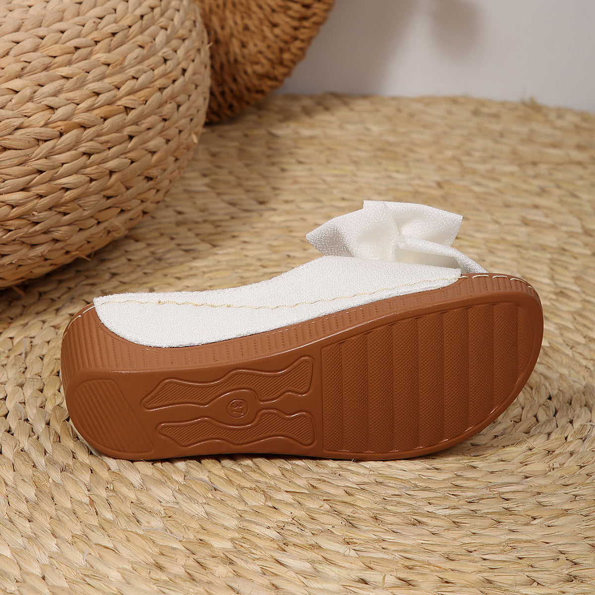 Wedge Platform Slippers Women Bow Fish Mouth Beach Slippers
