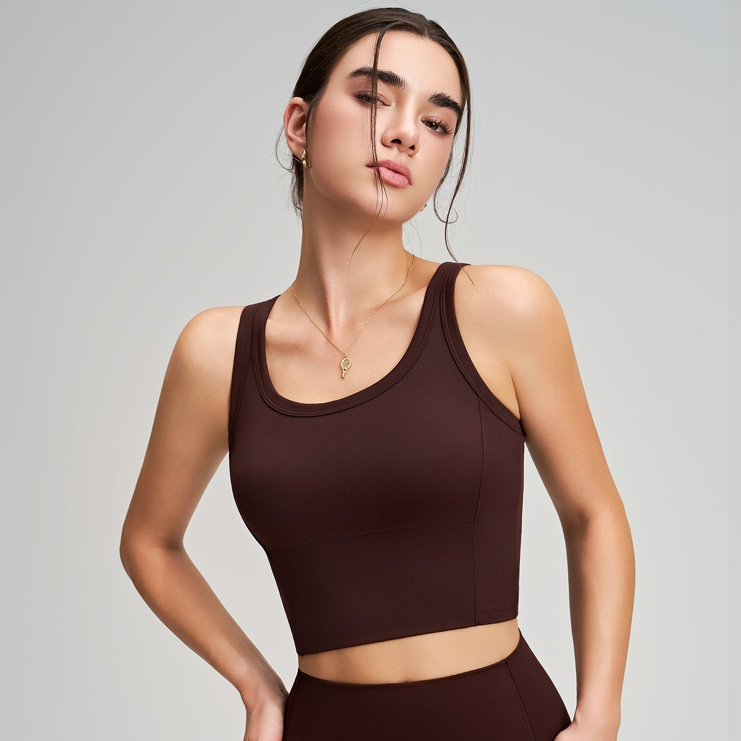 Yoga Vest Top Fixed Cup Workout Bra Women Shockproof Push-up Medium High Strength Sports Underwear