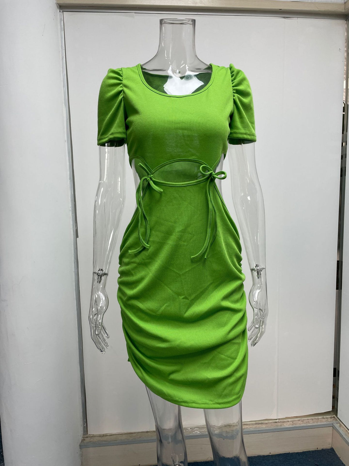 Blue Dress Women Short Sleeved Sheath Skinny Short