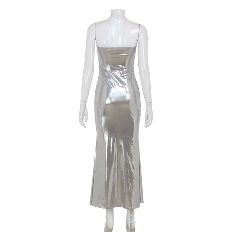 Women Clothing Sexy Tube Top Hip Dress Tight Slimming Sexy Fishtail Dress
